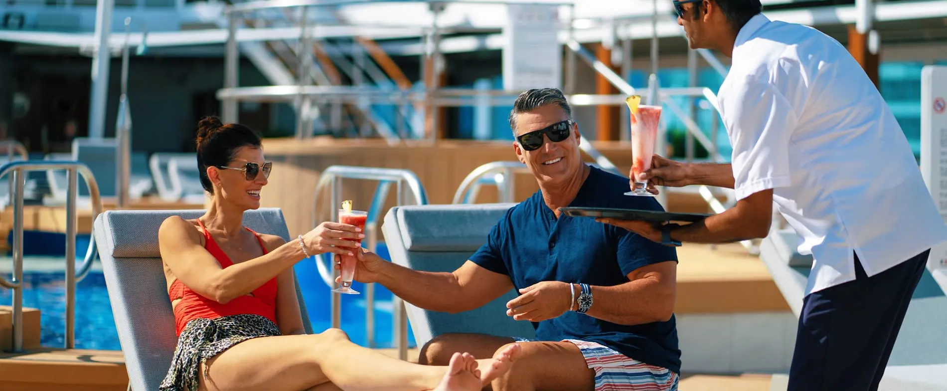 Azamara cruises couple on pool deck