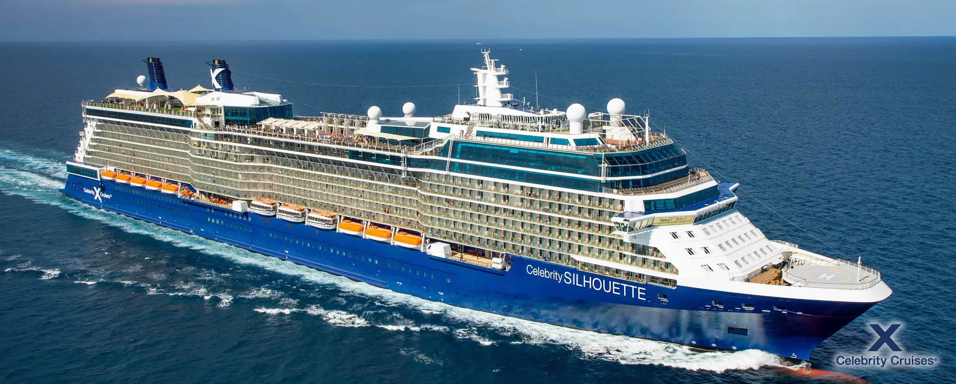 Celebrity Silhouette cruise ship sailing on blue ocean