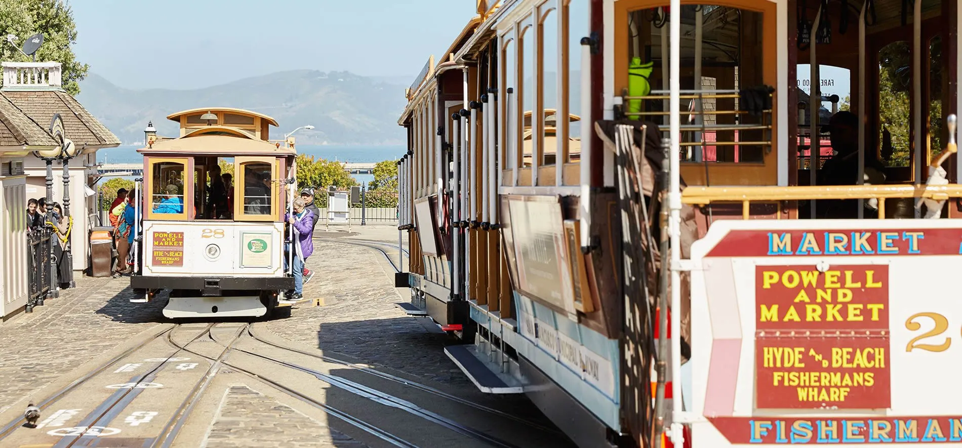 San Francisco cable cars at Powell and Market near Fisherman's Wharf