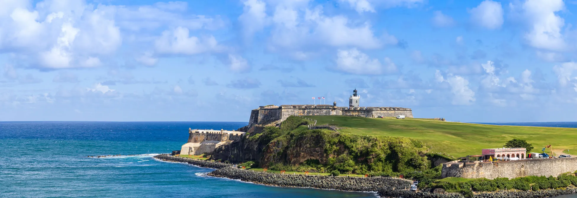 El Morro fortress in San Juan, Puerto Rico, overlooking blue ocean