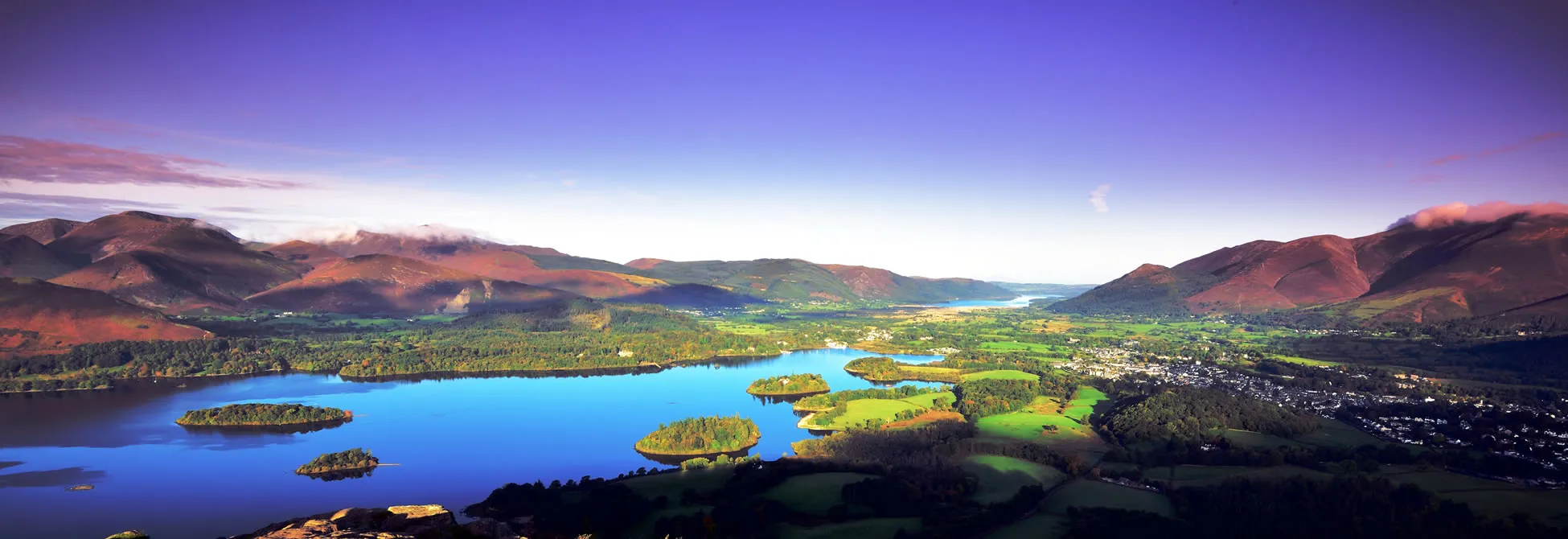 Scenic view of lake and mountains in Lake District, England