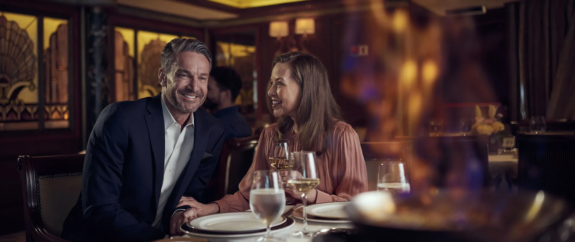 Cunard Cruise Line couple dining