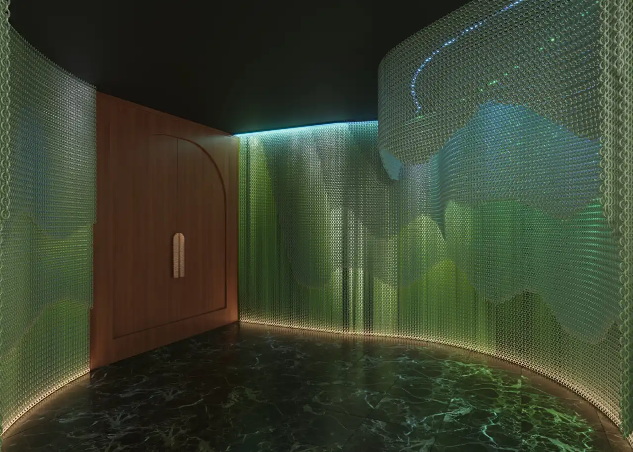 The expanded Penrose Bar and Atrium on Norwegian Aura with doubled seating and a dedicated entertainment stage