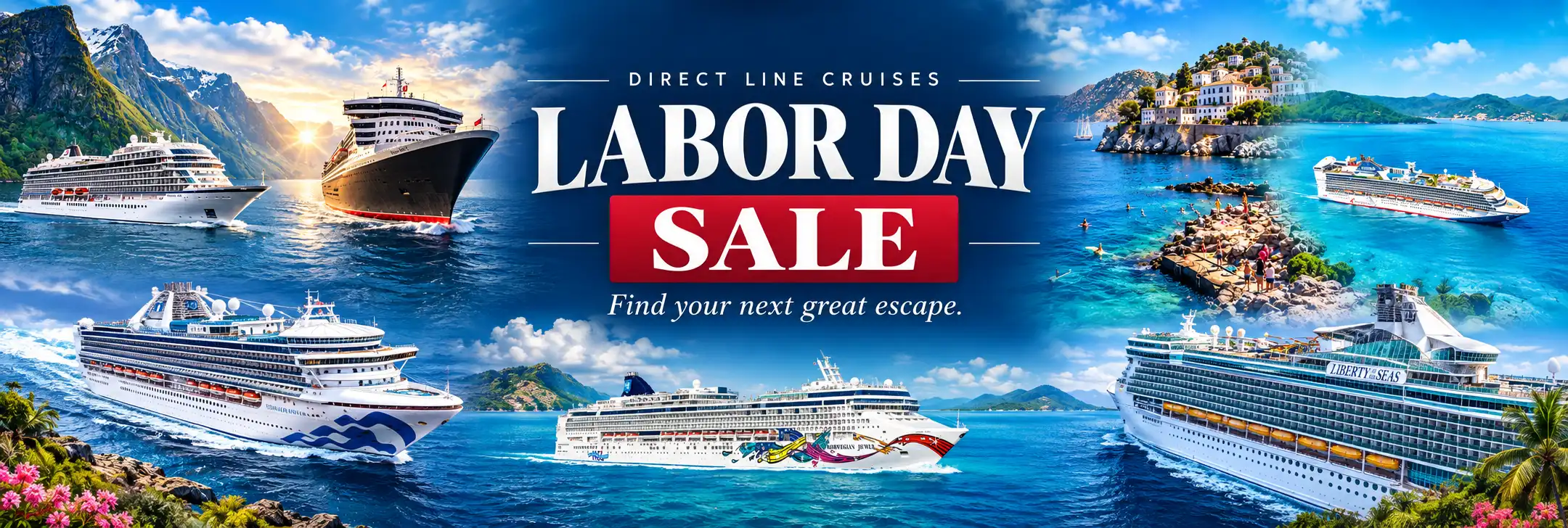 irect Line Cruises' Labor Day Sale is live - and this year, it comes with something concrete attached: exclusive bonus onboard credit we've secured through our partnerships with seven cruise lines, on top of a bonus we're funding ourselves.  Each of these offers is exclusive to booking with Direct Line Cruises - real dollar amounts that land in your onboard account and offset what you'd otherwise spend out of pocket on the ship. The amounts vary by cruise line, stateroom category, and sailing. We've listed every live offer below so you can scan what's available without digging through fine print.  Below, we'll cover what onboard credit is, how it gets applied when you book, what makes these particular offers exclusive to us, and then the offers themselves.