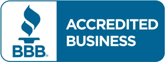BBB Accredited Business logo in blue and white