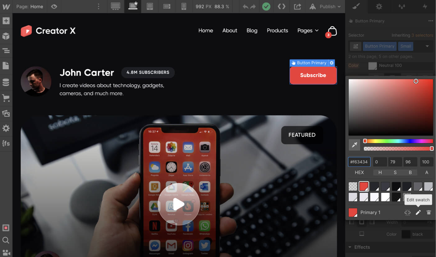 Colors - Creator X Webflow Template
