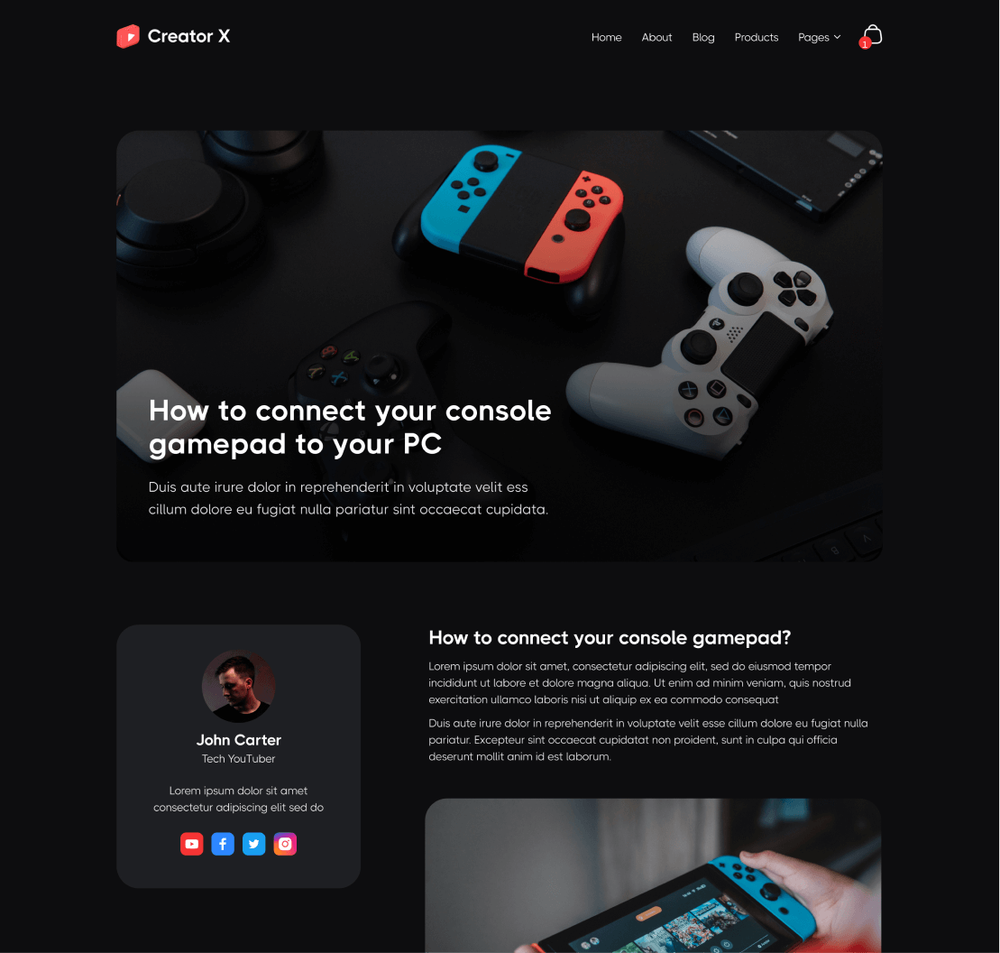 Creator X - Blog Post page - Youtuber Webflow Template
