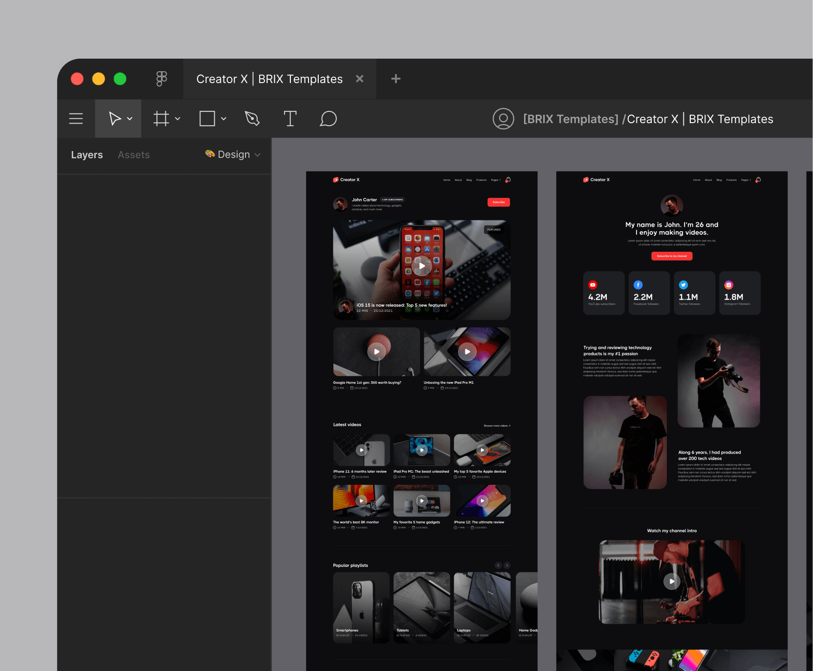 Creator X - Figma File Included - Youtuber Webflow Template