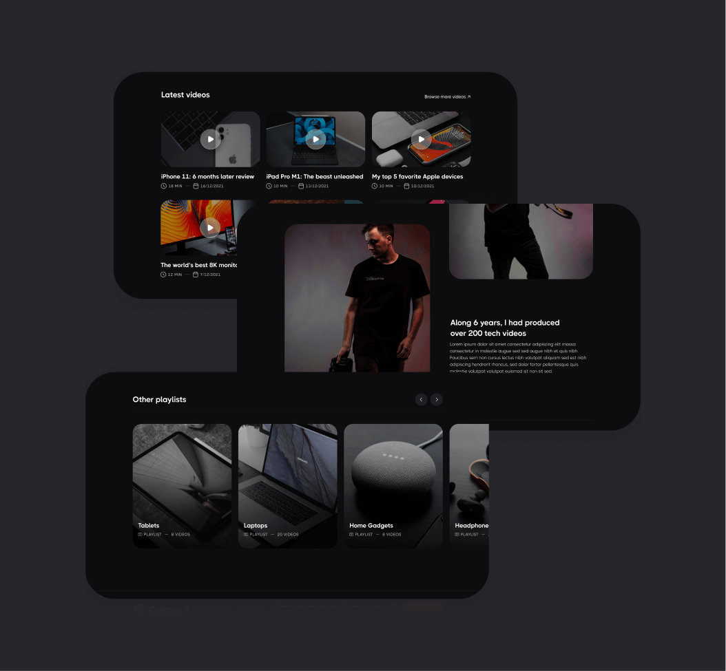 Creator X - 45 Sections Included - Youtuber Webflow Template
