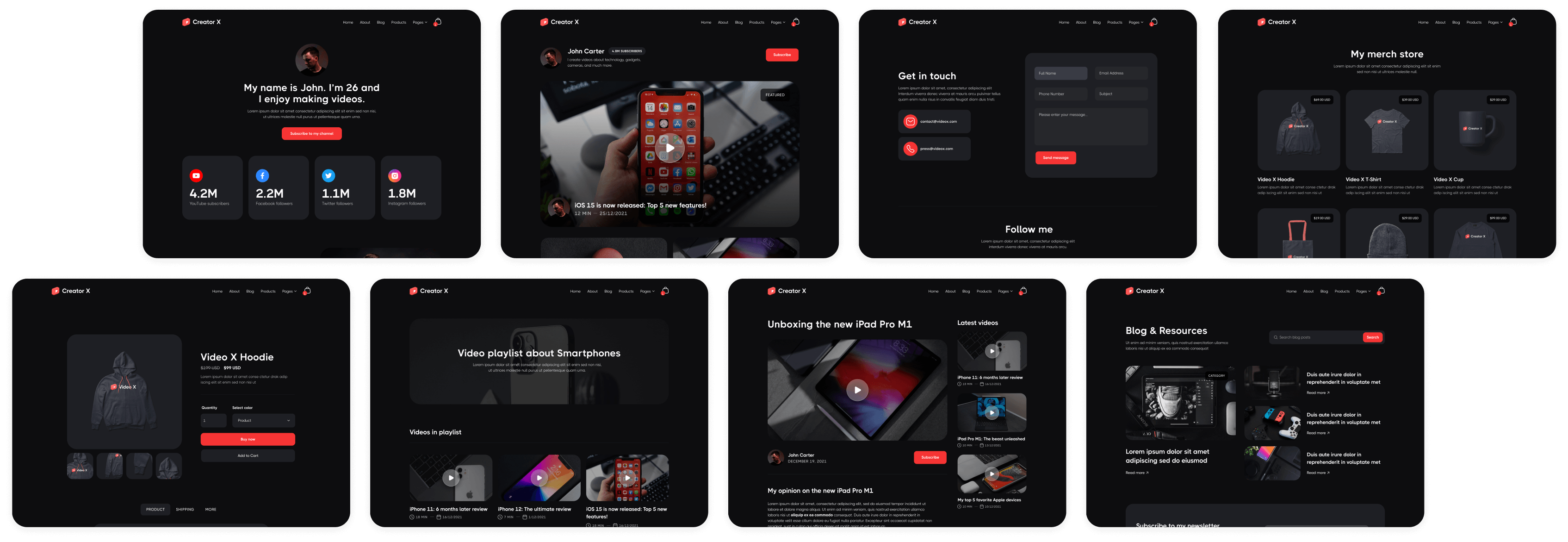 Creator X - Buy now on Webflow - Youtuber Webflow Template