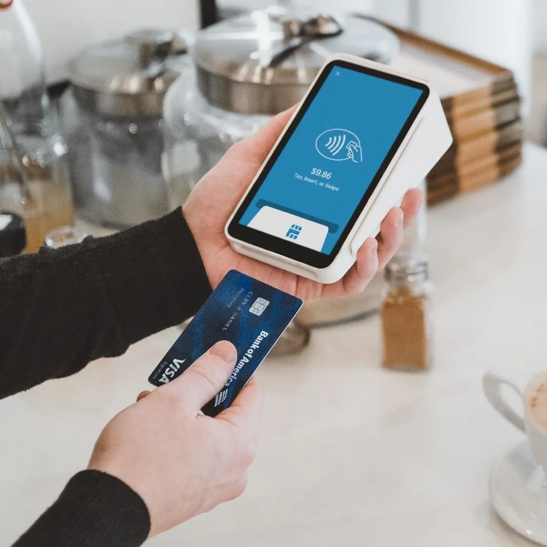 card in credit card processing machine