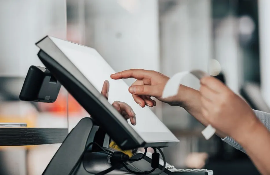 tapping on screen of pos system