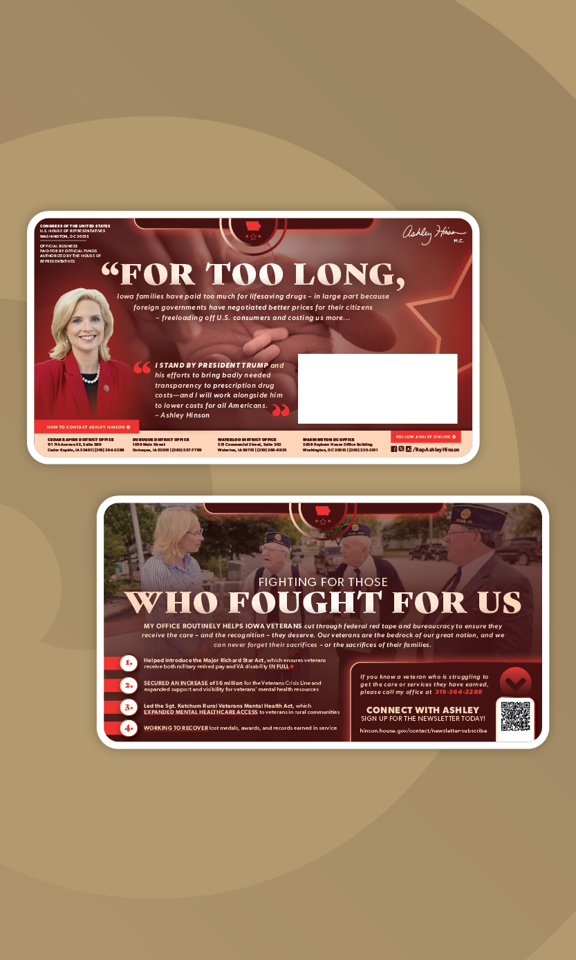 Ashley Hinson Iowa congressional franked mail