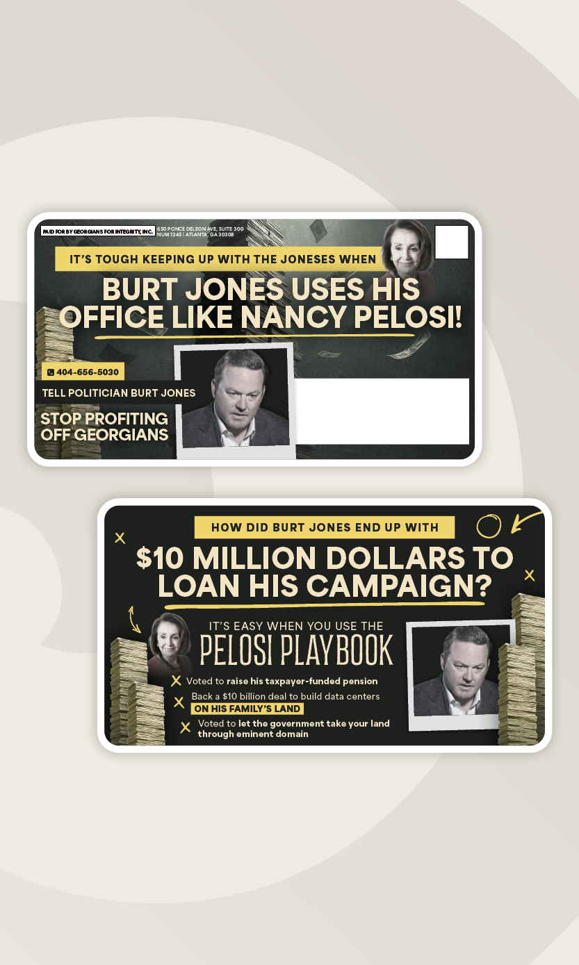 Burt Jones Georgia anti-Lt-Governor contrast mail