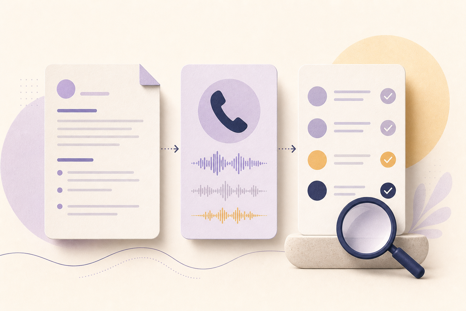 Editorial comparison of a resume, a phone screen, and a structured candidate review card