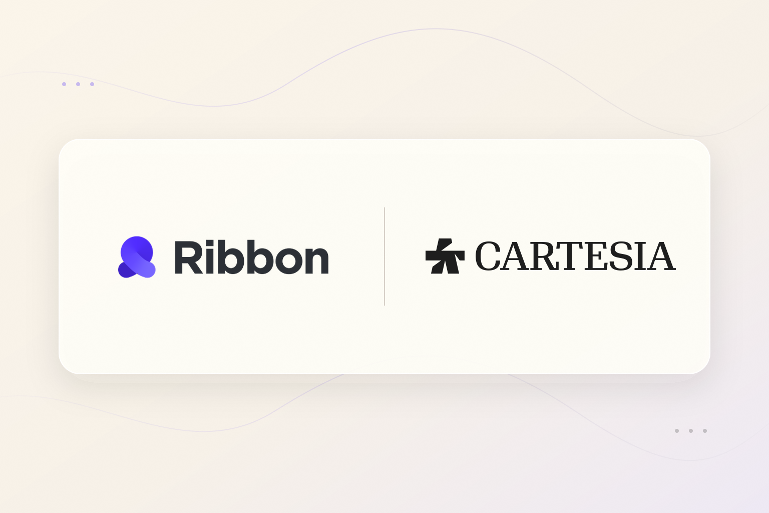 Ribbon and Cartesia logos side by side on a warm, softly textured background