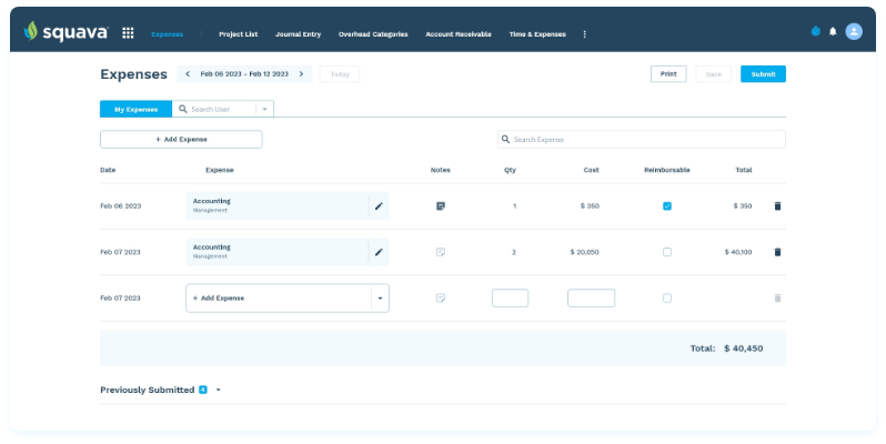 An expense management for Architecture and Engineering firms