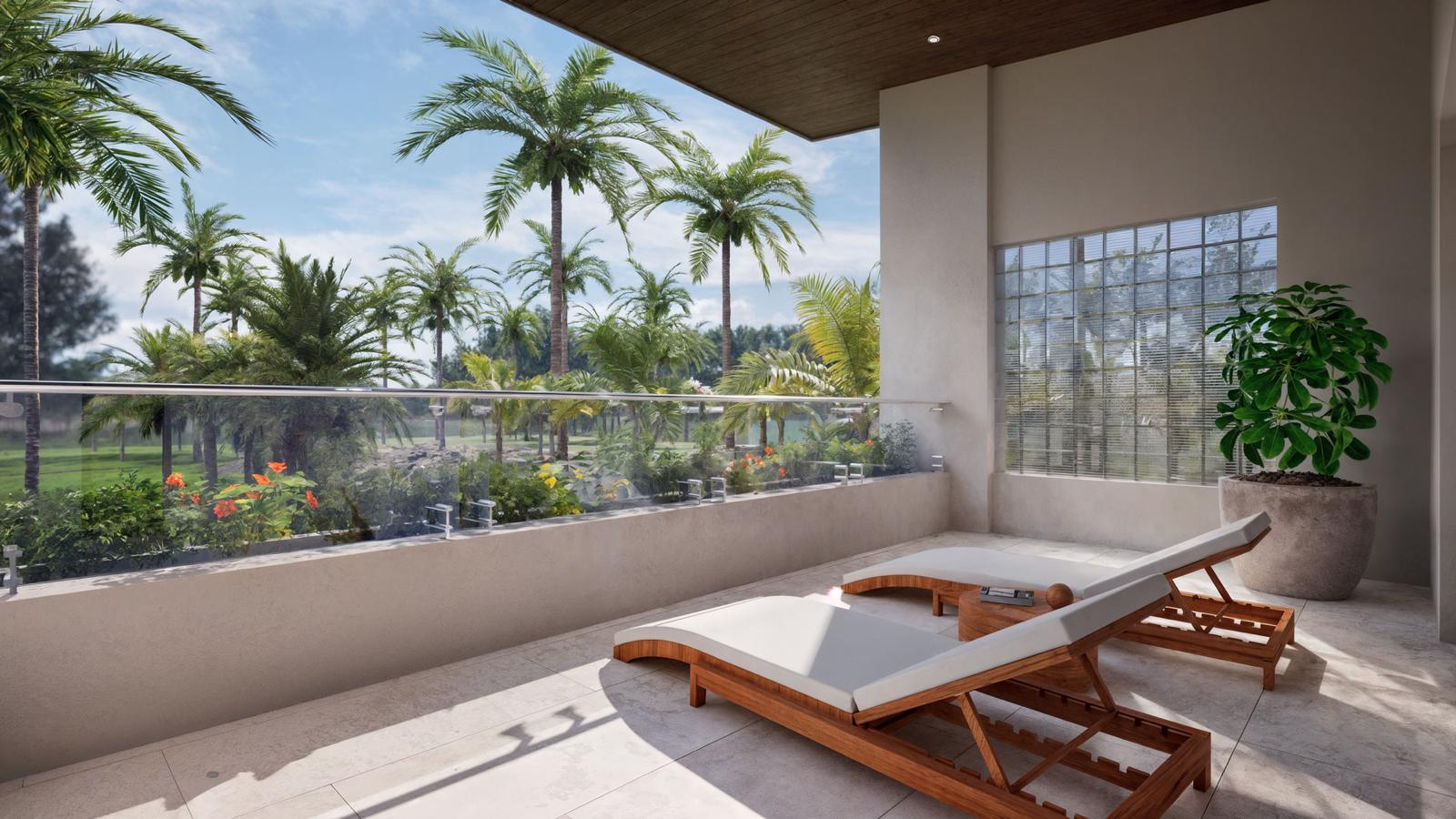 Terrasse à l’étage d’une villa trois chambres à Lamai
