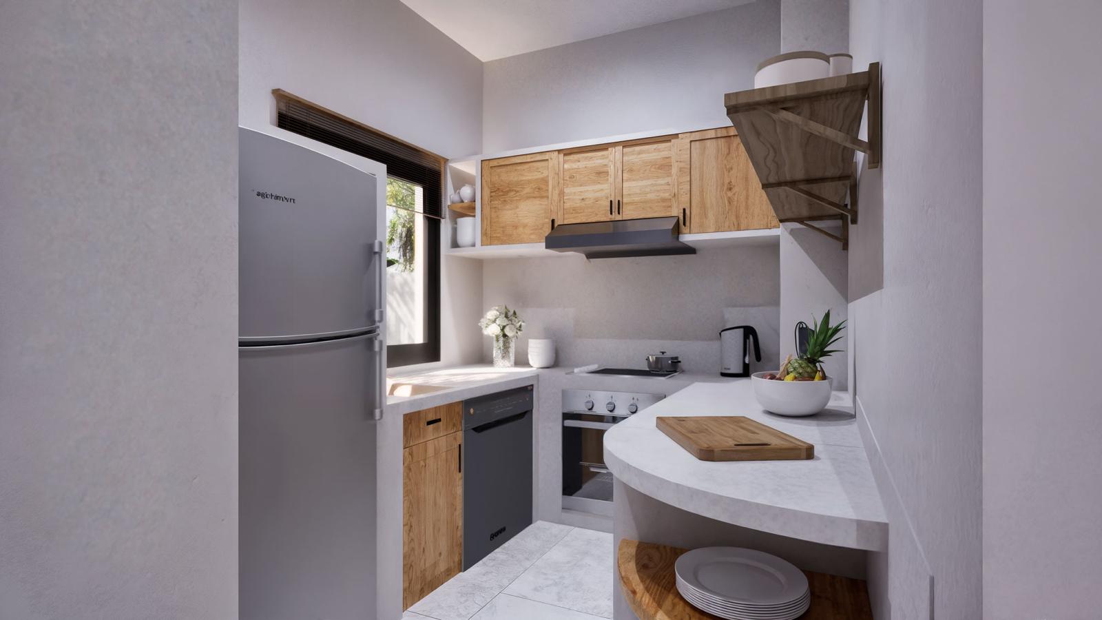 Cuisine ouverte d’une villa contemporaine à Lamai