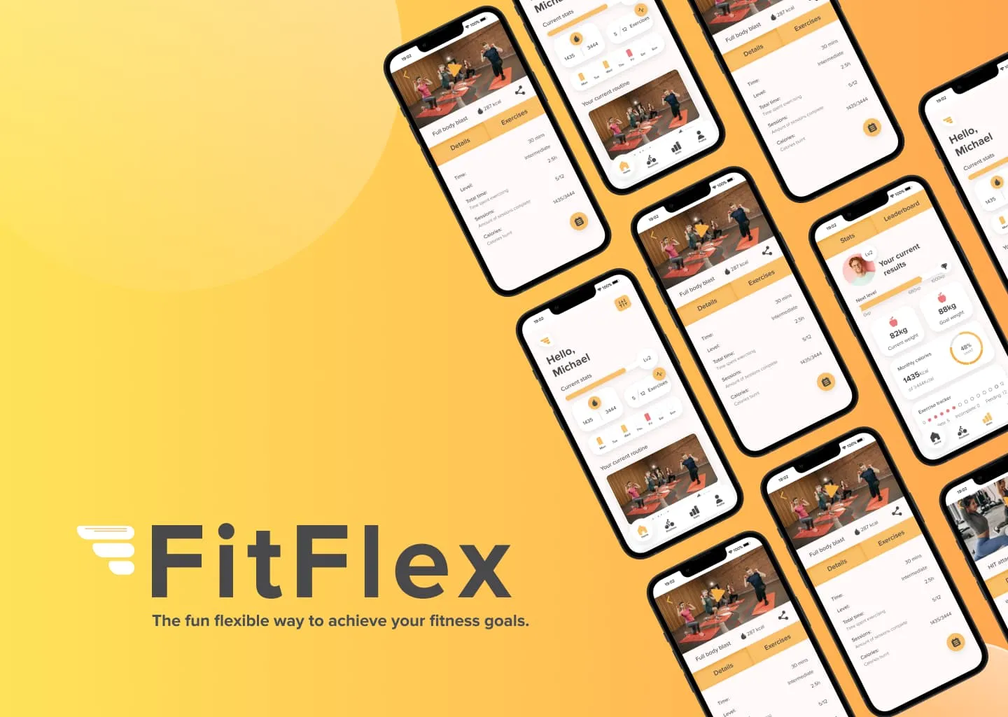 Landing page hero image of Fitflex, a fitness and exercise native mobile app.