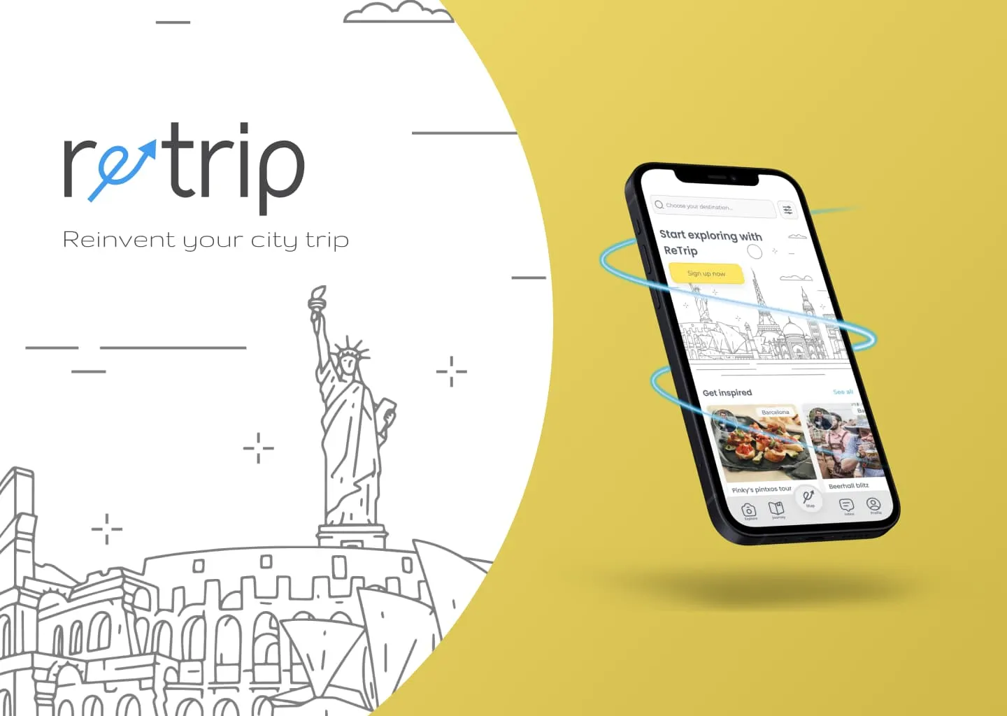 Landing page hero image of Retrip, A web application that connects travellers with local guides.