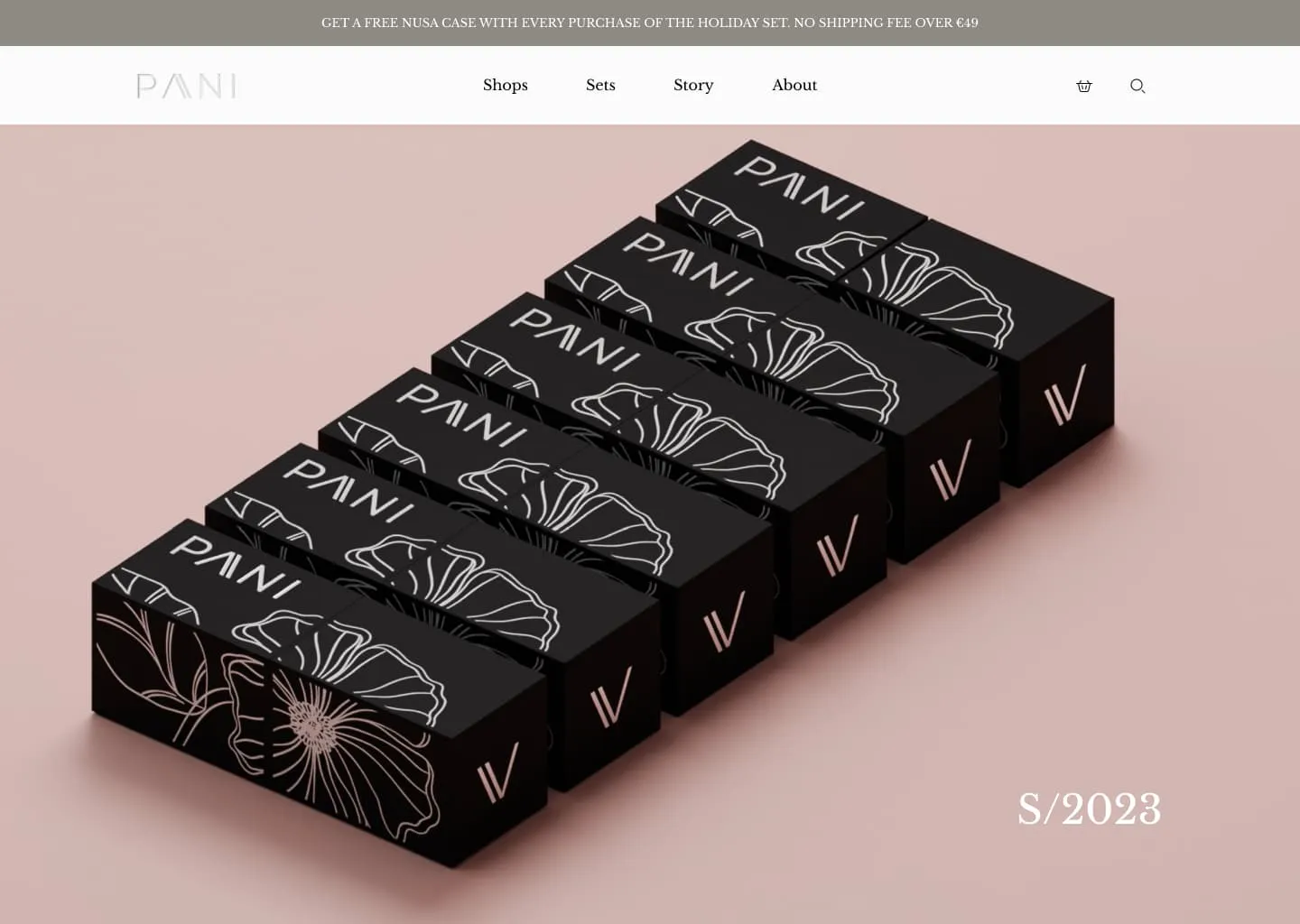 Landing page hero image of Panni cosmetics website.
