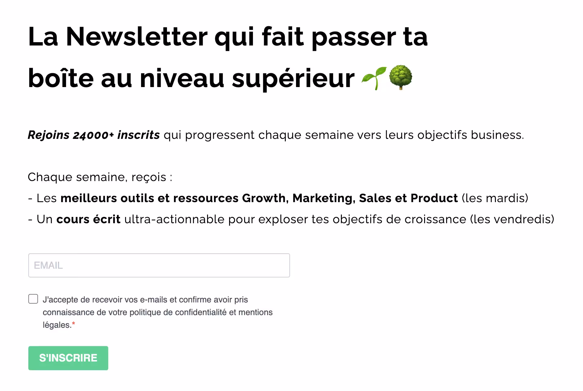 formulaire d'inscription à la newsletter de scalezia