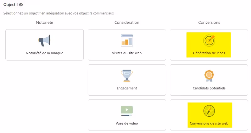 choisir un objectif de campagne de conversion pour linkedin ads