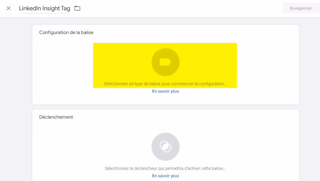 Nommer une balise GTM en linkedin insight tag