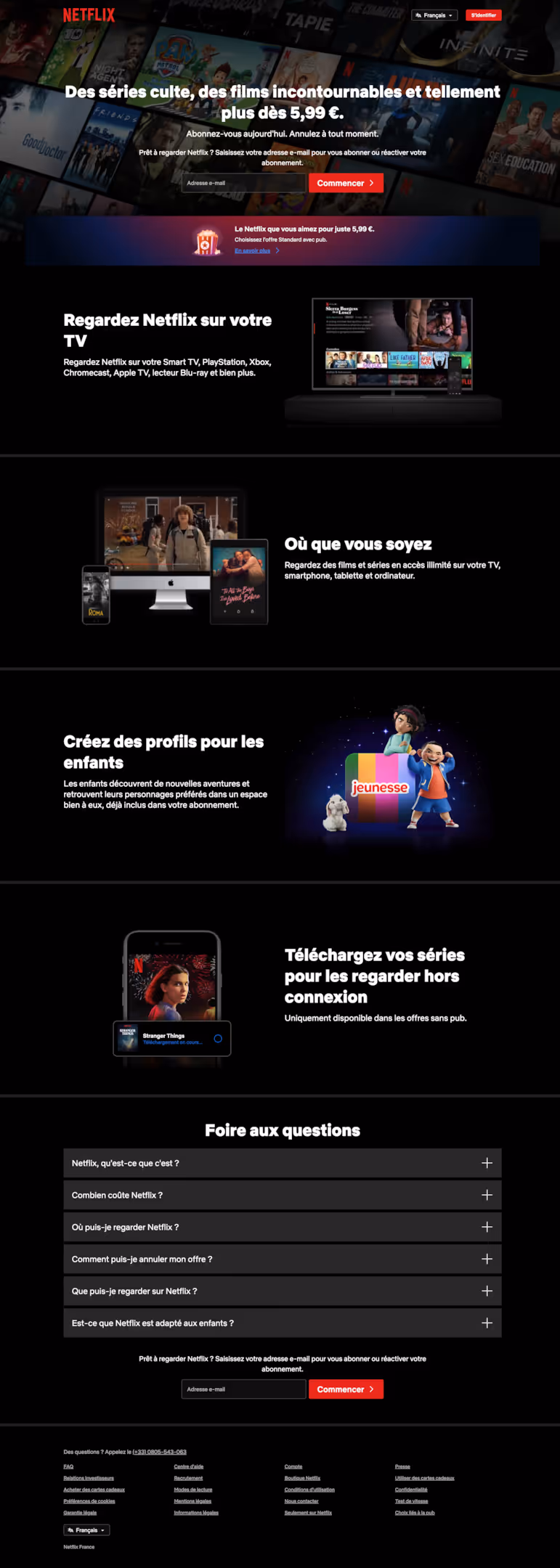 landing page entrée tunnel de vente Netflix