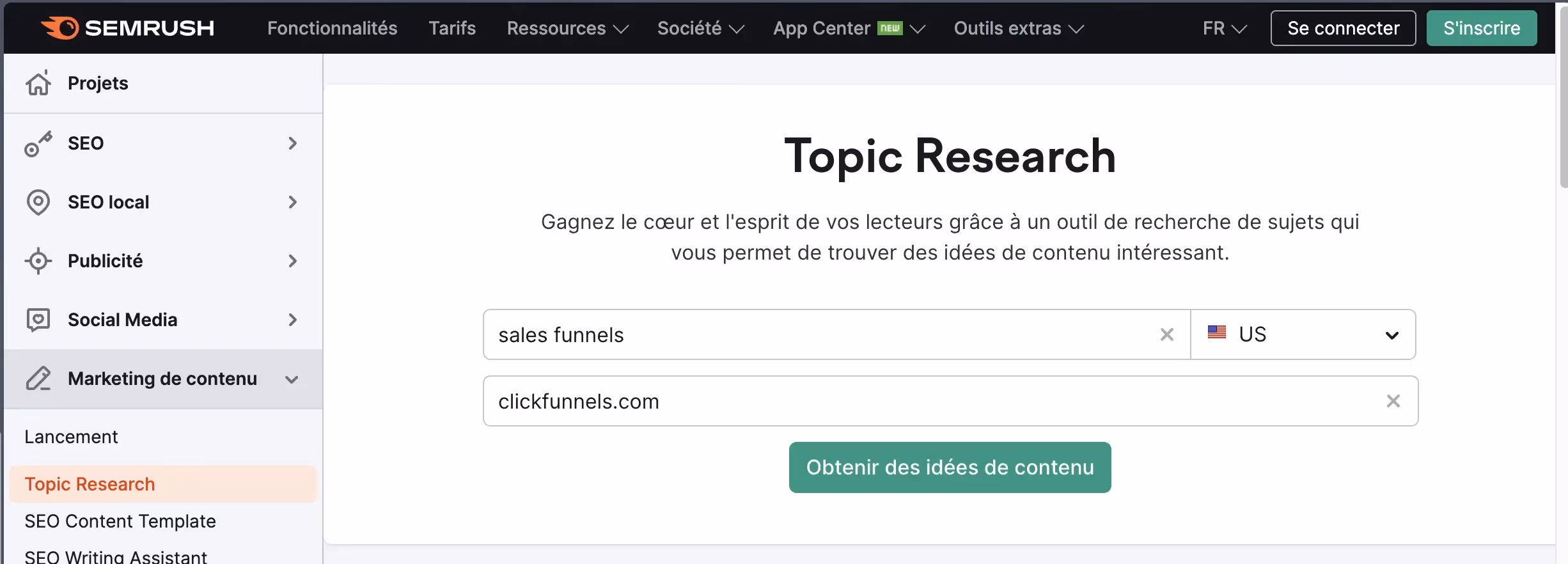 étape 2 milieur du entonnoir de vente semrush : test des outils gratuits
