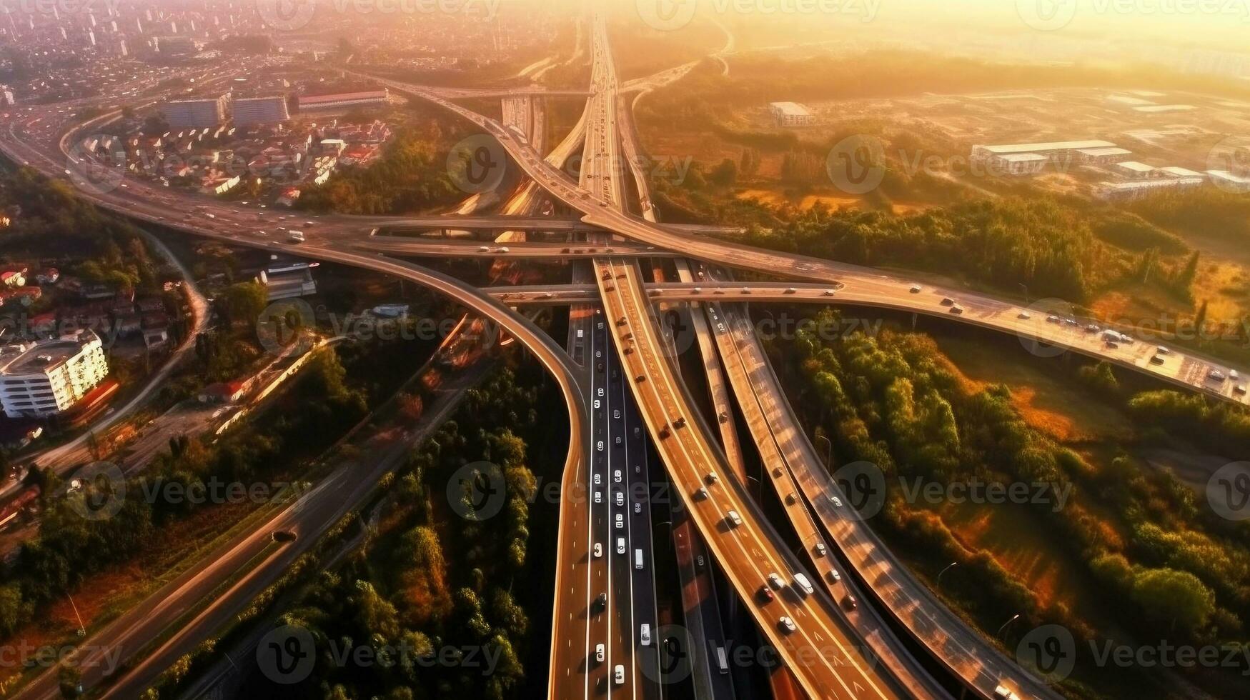 Aerial view of Expressway, Road traffic an important infrastructure of the  capital. Generative Ai 28340671 Stock Photo at Vecteezy