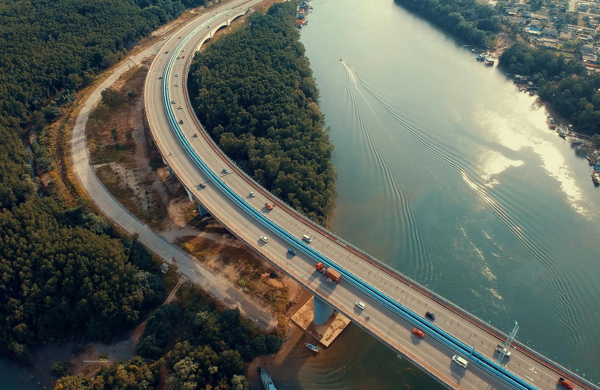 Aerial View Photography of Bridge Near River · Free Stock Photo