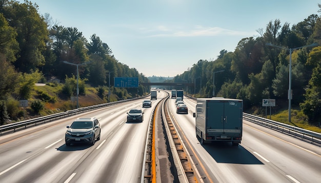 Cars Driving On Interstate Highways In Massachusetts aerial static shot  isolated with white | Premium AI-generated image
