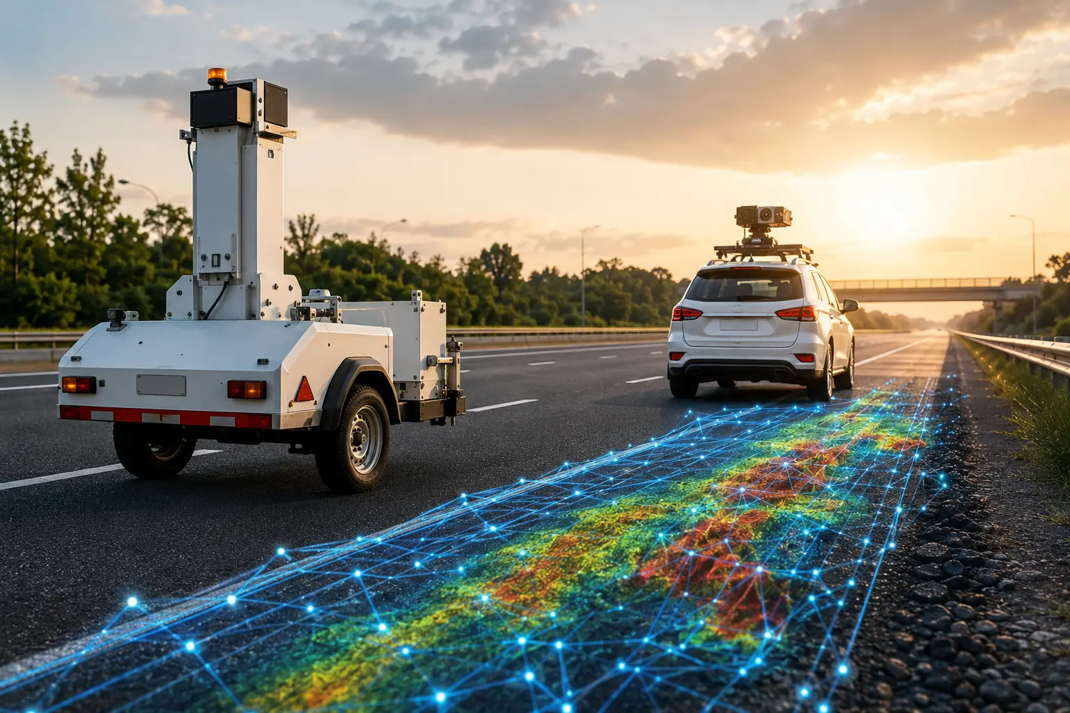 AI road asset audit on highway pavement