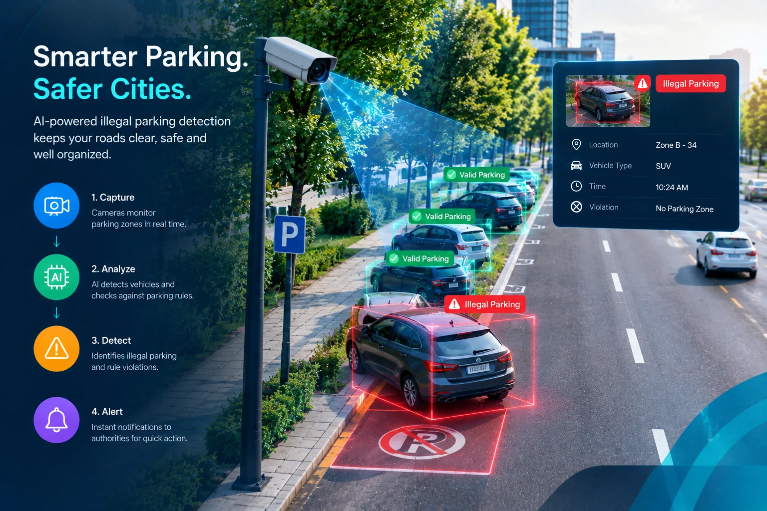 AI detect illegal parking and improve smart parking management?