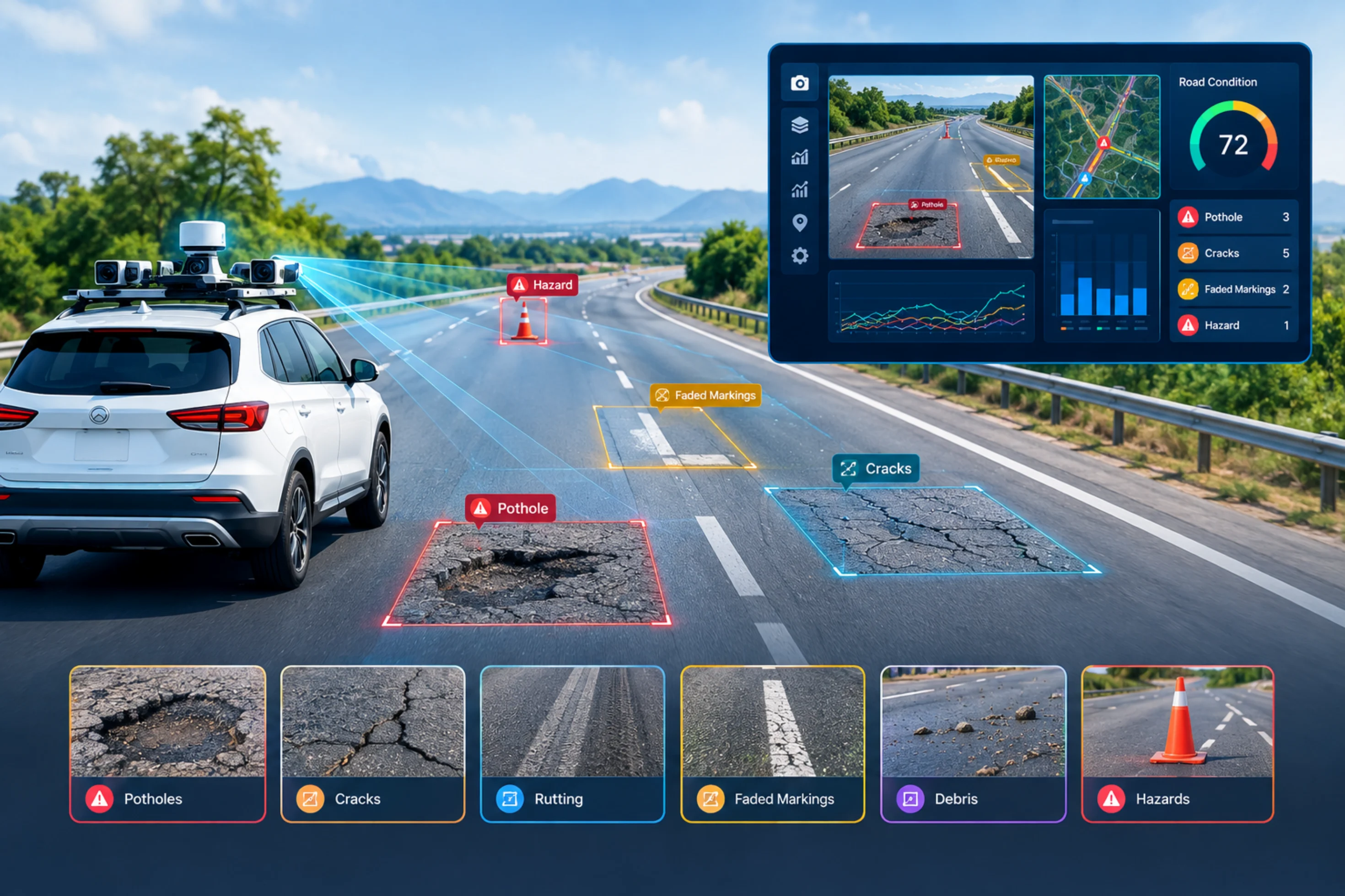 AI-Based Pavement Distress Detection and Real-Time Road Hazard Detection