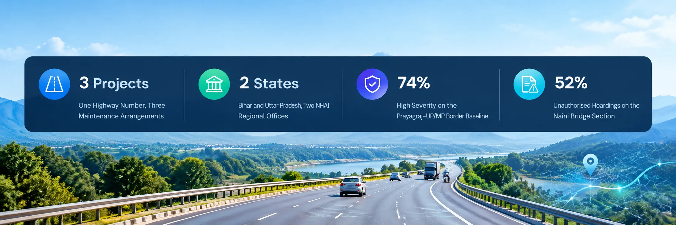 alt = NH-30 Across Two States: AI - Based Road Condition Monitoring