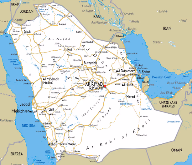 Saudi Arabia Road Network Map