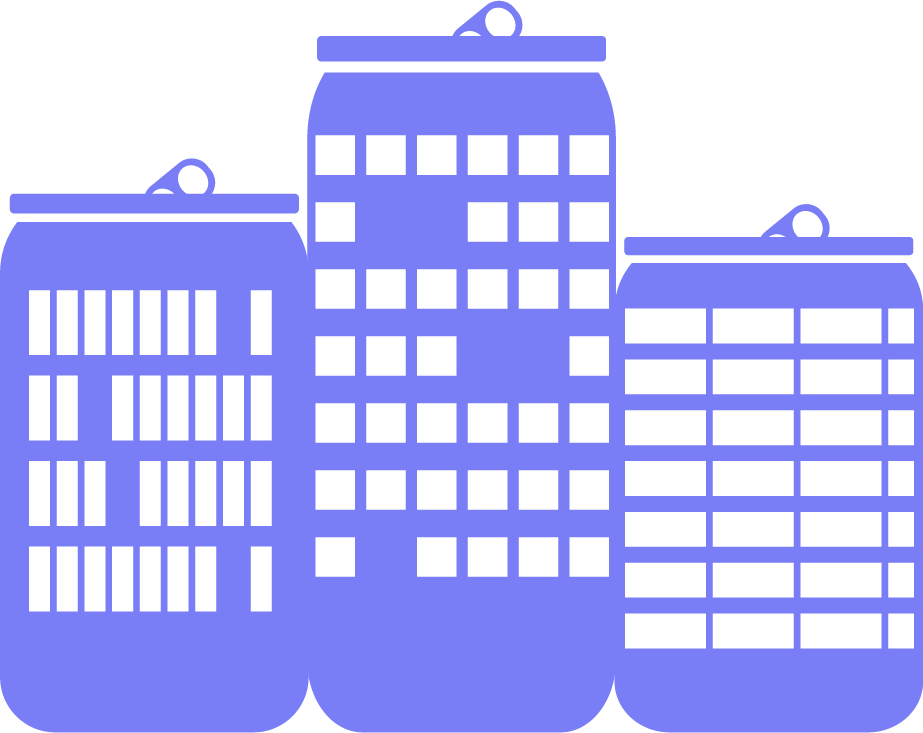 Cityscape made out of cans