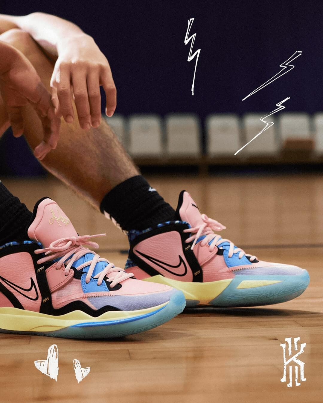 a close-up of basketball shoes