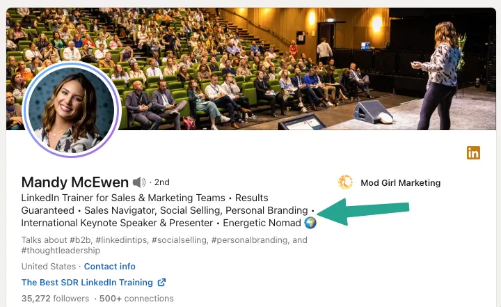 Sample of optimized LinkedIn profile