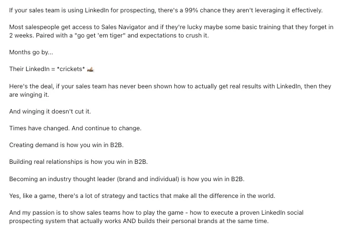 A properly optimized LinkedIn About section 