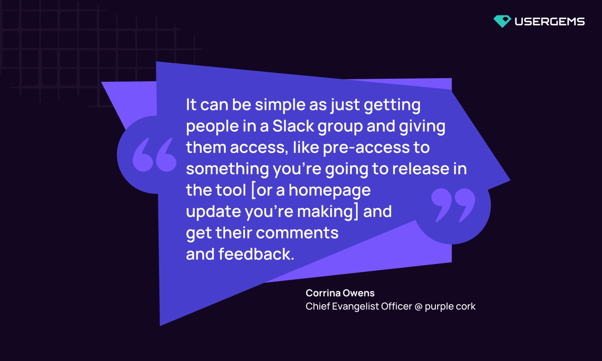 Corrina Owens tip for building P2P matching