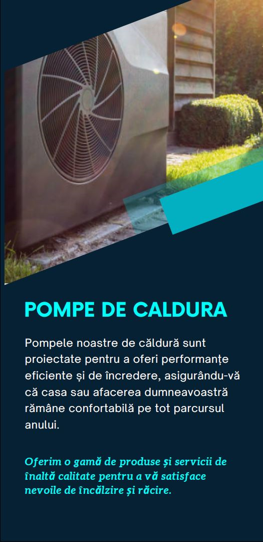 Pompele noastre de caldura sunt proiectate pentru a oferi performante eficiente si de incredere, asigurandu-va ca casa sau afacerea dumneavoastră rămâne confortabilă pe tot parcursul anului.