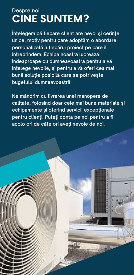 Ne mandrim cu livrarea unei manopere de calitate, folosind doar cele mai bune materiale si echipamente si oferind servicii exceptionale pentru clienti. Puteti conta pe noi pentru a fi acolo ori de cate ori aveti 
nevoie de noi.