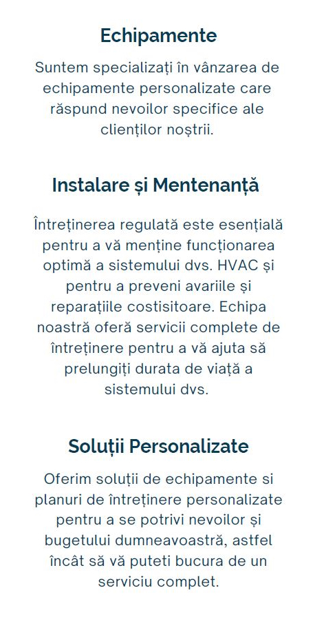 Oferim solutii de echipamente si planuri de intretinere personalizate pentru a se potrivi nevoilor si bugetului dumneavoastra, astfel incat sa va puteti bucura de un serviciu complet.