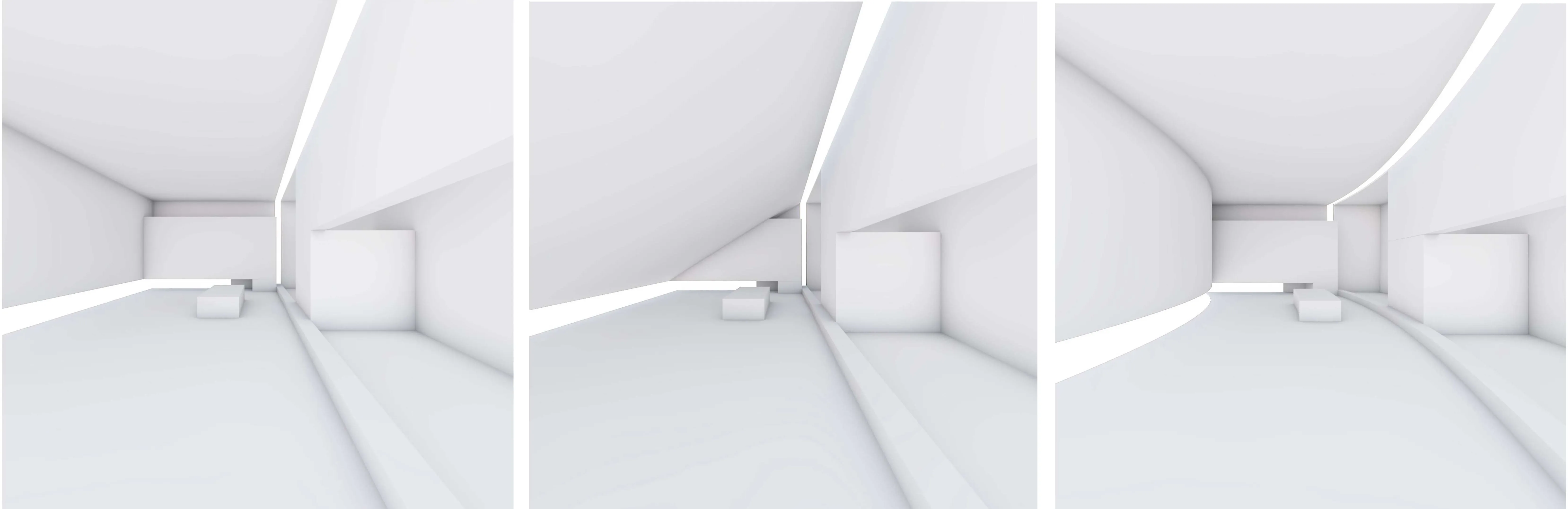 White model renders of interior.