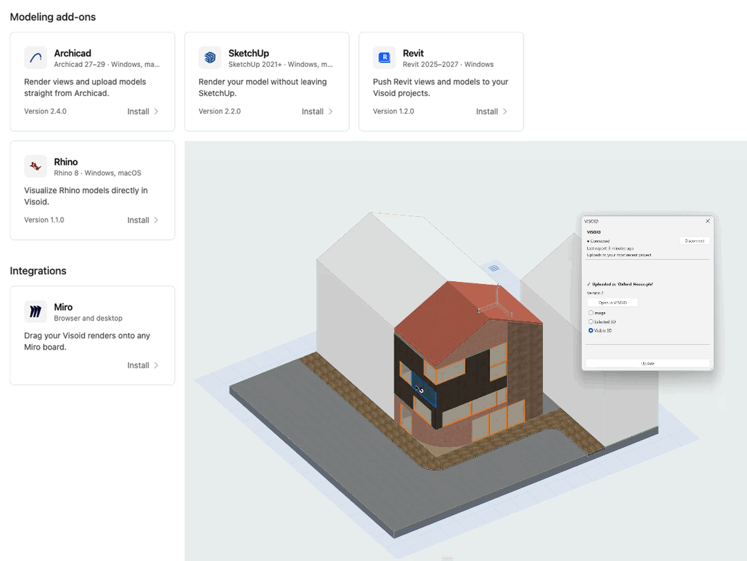 Timber housing render in Visoid