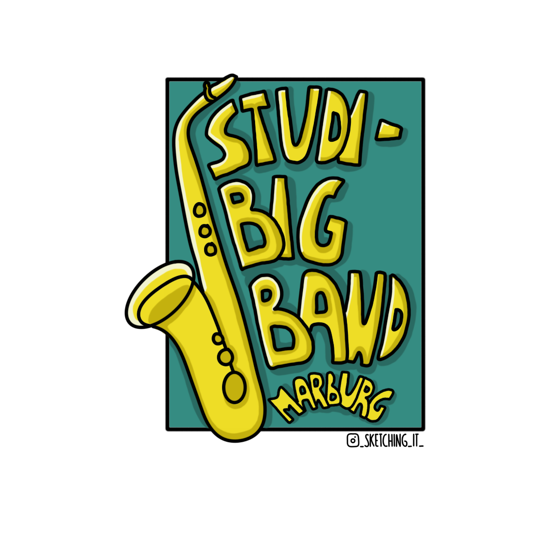 Logo Studi-BigBand Marburg mit Saxofon